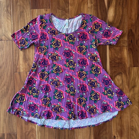 LuLaRoe Bright Floral Perfect Tee size XS - Picture 1 of 4